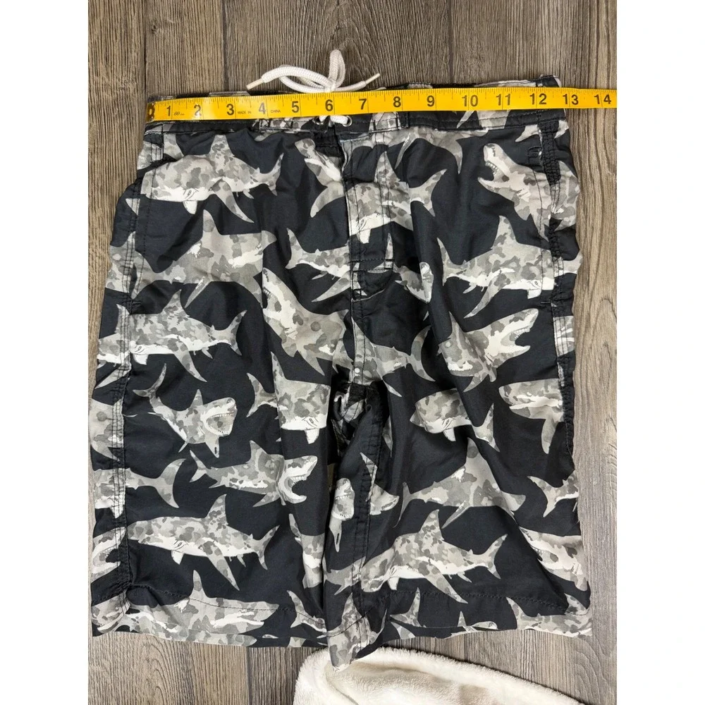 Trunks Surf Swim Co Shark Camo Board Shorts Black Gray Medium Mens Swim Trunks